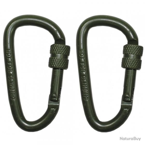 Lot de 2 mousquetons Aluminium - 8 cm Vert