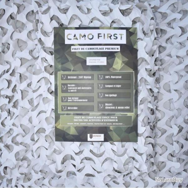 Filet de camouflage  la dcoupe Camo First (2m de large) - Blanc/Gris Blanc