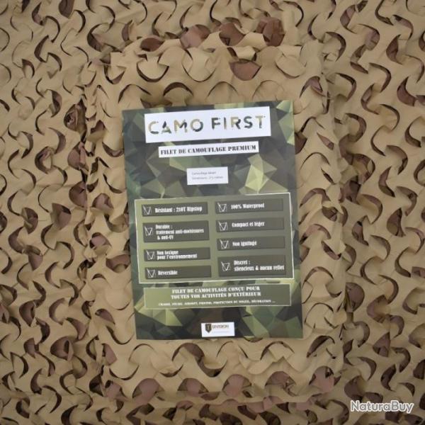 Filet de camouflage  la dcoupe Camo First (2m de large) - Beige clair/Beige fonc Beige