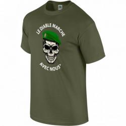 Tee shirt Le Diable marche avec nous Légion Etrangère Vert