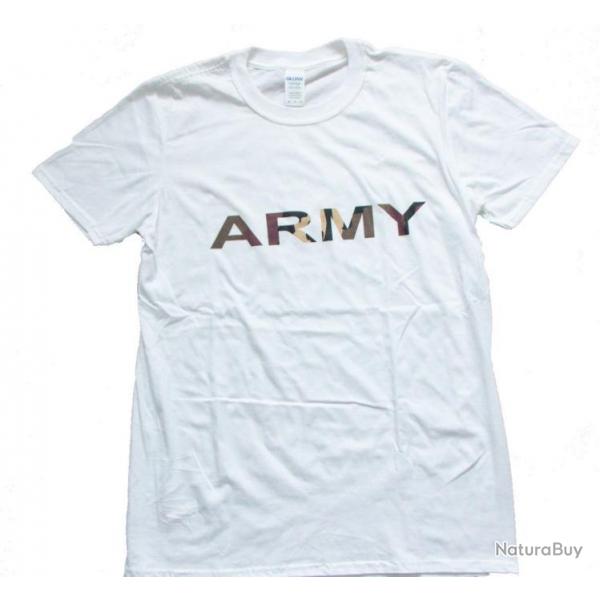 Tee shirt imprim ARMY Blanc Blanc