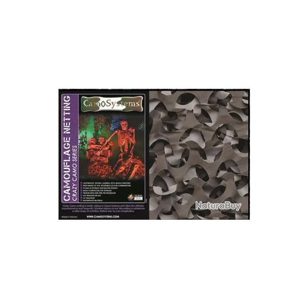 Filet de camouflage Anti-feu "Crazy Camo" Noir Noir 2,2x6m
