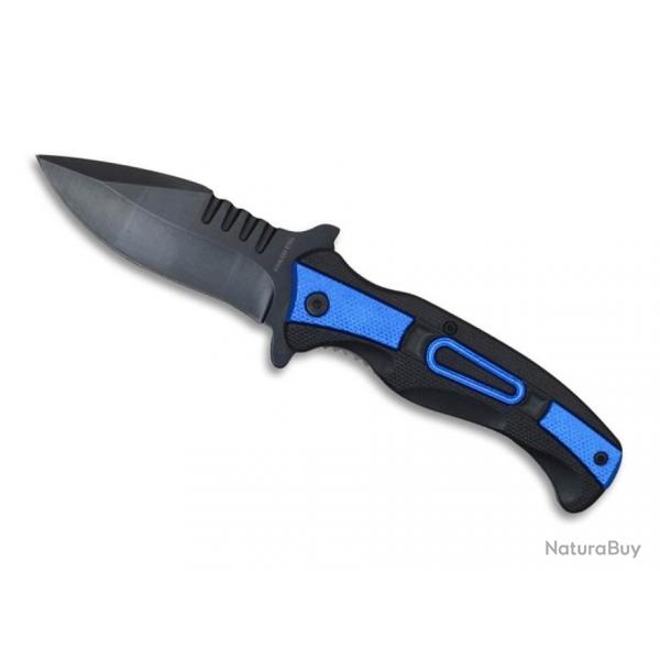 Couteau pliant ouverture assiste Noir/Bleu lame 10cm