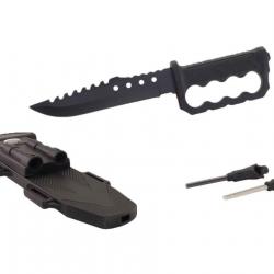 Couteau de survie avec garde main Noir