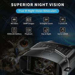 Nouveau Jumelle Vision Nocturne 4K Double Usage 7 Engrenages Infrarouge Vidéo Photo Haute Qualité Ch
