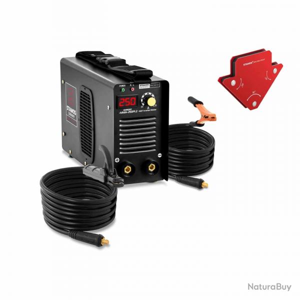 Set poste  souder  l'arc avec 2 querres de soudage - 250 A - cbles de 8 m - hot start 14_0007038