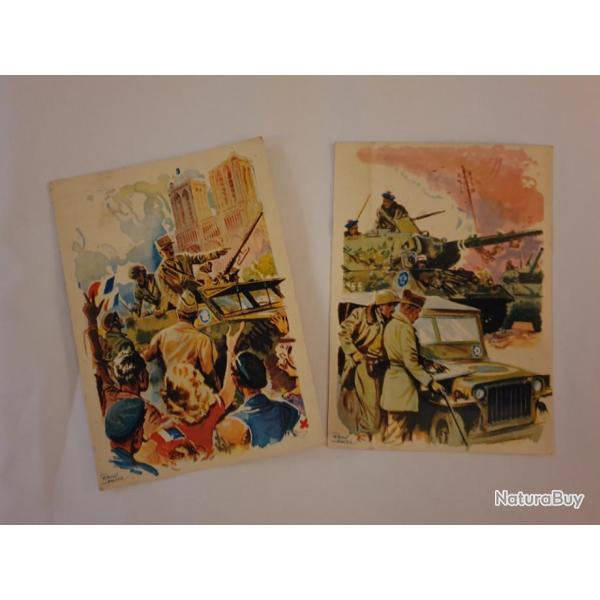 Cartes postales WW2 - 2me DB - Marchal Leclerc