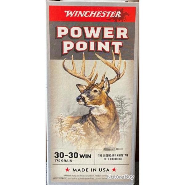 Munitions balles Winchester Super X Power Point 30-30WIN 170gr 11.02g par 20