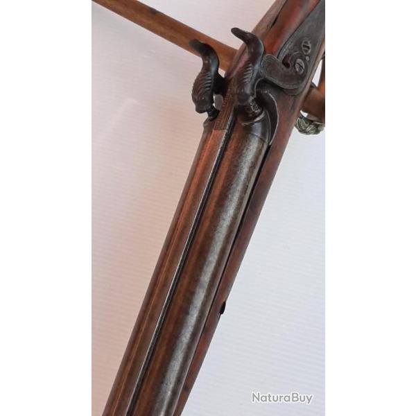 Trs beau fusil cal 20  percussion  capsule P N artisanal Franais