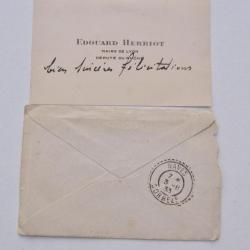 ÉDOUARD HERRIOT - Maire de Lyon Député du Rhône 1933 Courrier Carte de Visite