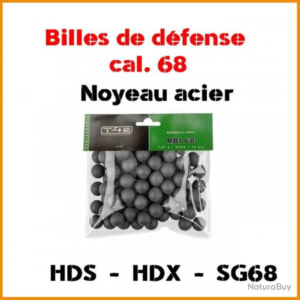 BILLES CAOUTCHOUC CALIBRE 68 X50 NOYEAU ACIER RBI pour HDS / HDX / HDR 68