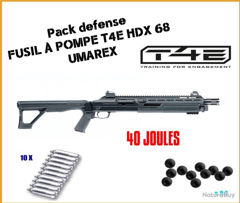 Pack DEFENSE 40 JOULES Fusil à pompe T4E HDX 68 d'Umarex - Armes à balles  caoutchouc de catégorie C (10319558)