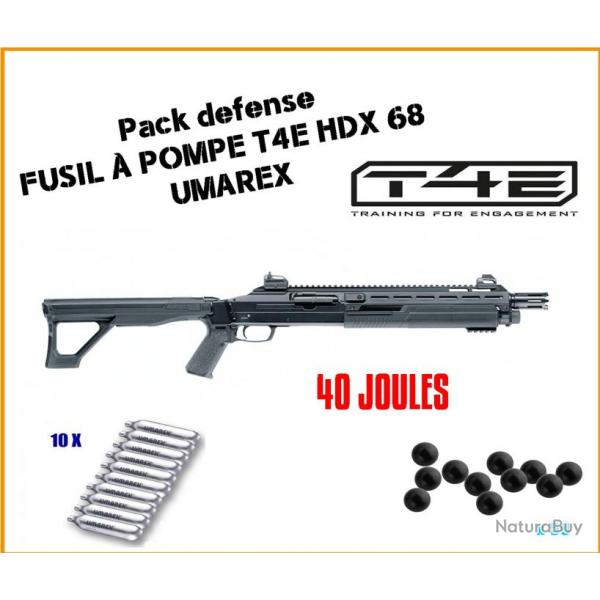 Pack DEFENSE 40 JOULES Fusil  pompe T4E HDX 68 d'Umarex 