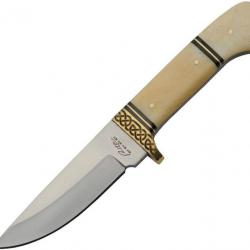 Couteau Celtique Lame Acier Inox Manche Os Etui Cuir PA8036
