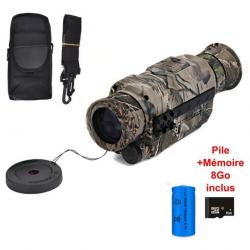 Caméra Vision Nocturne Infrarouge Zoom5X +8Go off Monoculaire Camouflage Photo Vidéos Chasse Outdoor