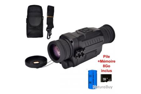 Caméra Vision Nocturne Infrarouge Zoom5X +8G+pile offert Monoculaire Noir  Photo Vidéo Chasse Outdoor - Monoculaires infrarouge (10262451)