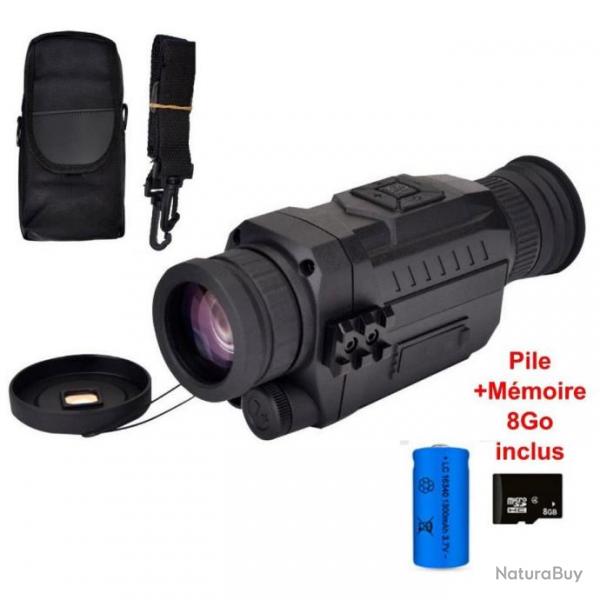 Caméra Vision Nocturne Infrarouge Zoom5X +8G+pile offert Monoculaire Noir Photo Vidéo Chasse Outdoor