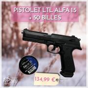 Pistolet CO2 à balles de caoutchouc Less Than Lethal Alfa 1.50 (16 Joules)  - Armes à balles caoutchouc de catégorie D (8231768)