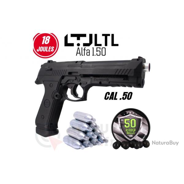 PACK4 Dfense LTL Alfa 1 .50 + 100 billes + 10 recharges CO2 LIV GRATIS