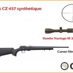 Pack CZ 457 synthétique fileté + Hawke Vantage IR 3-9x40 IR 22 LR