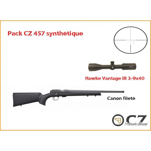 Pack CZ 457 synthtique filet + Hawke Vantage IR 3-9x40 IR 22 LR