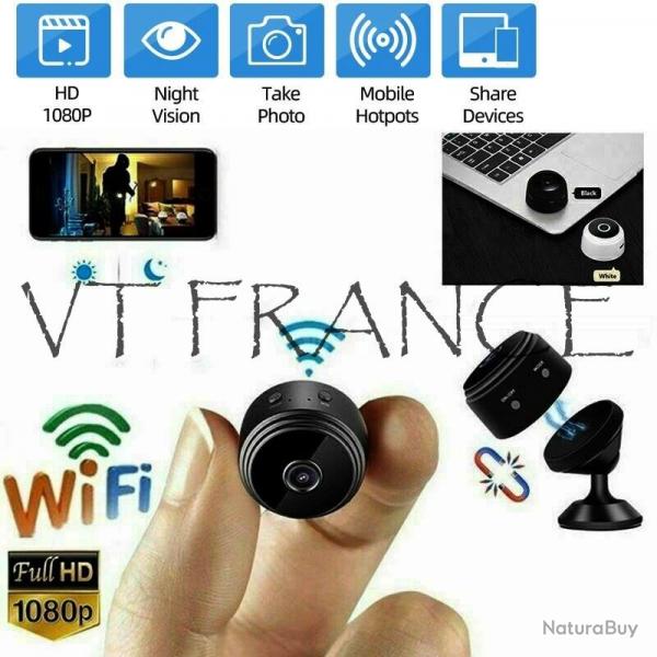 Mini Camera IP Wifi HD 1080p, Couleur: Noir