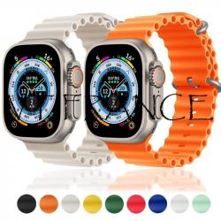 Bracelet Ocean Elastomere pour Montre iWatch Series, Couleur: Au Choix, Modele: 42/44/45mm