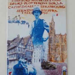 PLAQUE METAL WWII "SERMENT DE KOUFRA ,STRASBOURG"