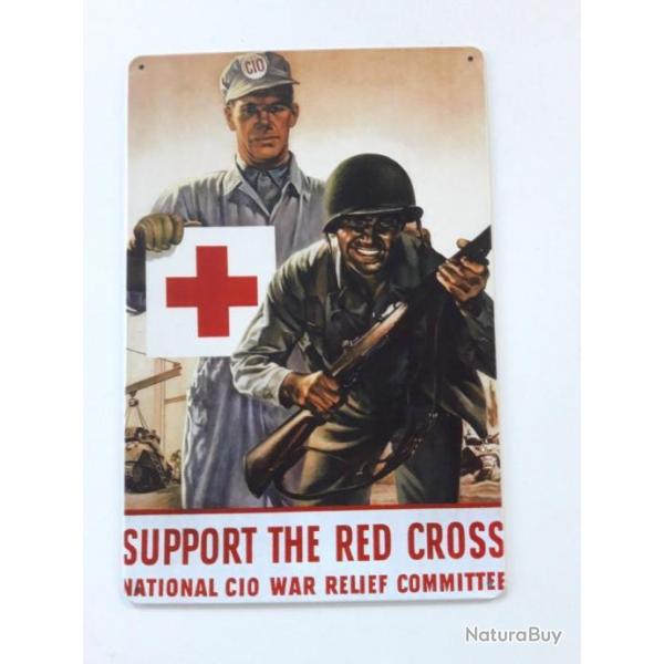 PLAQUE METAL WWII "SUPPORT THE RED CROSS"