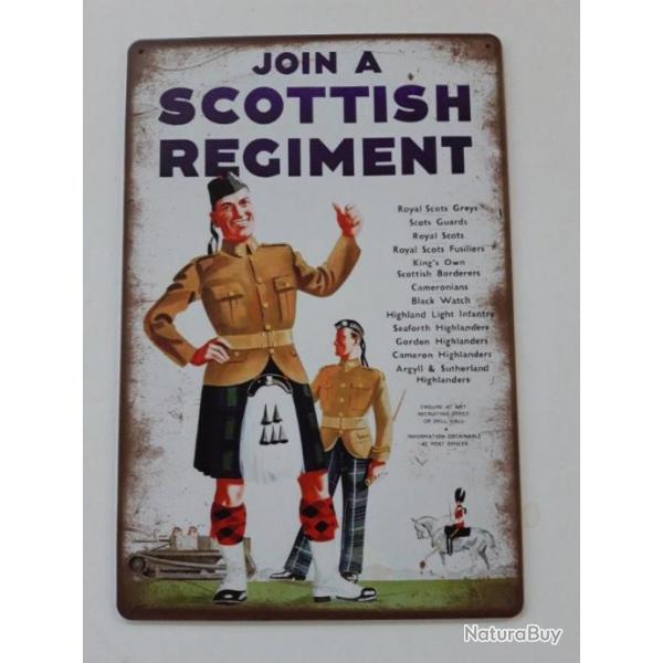 PLAQUE METAL WWII "JOIN A SCOTTISH REGIMENT"