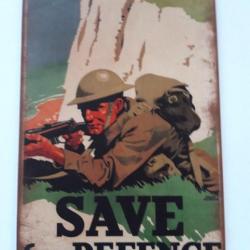 PLAQUE METAL WWII "SAVE FOR DEFENCE"
