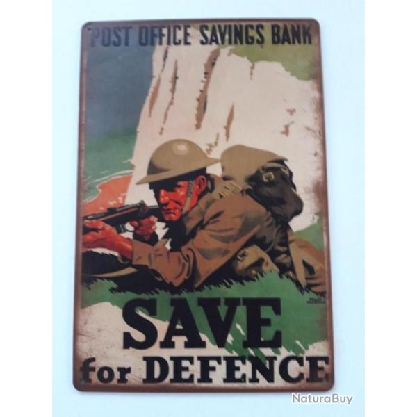 PLAQUE METAL WWII "SAVE FOR DEFENCE"