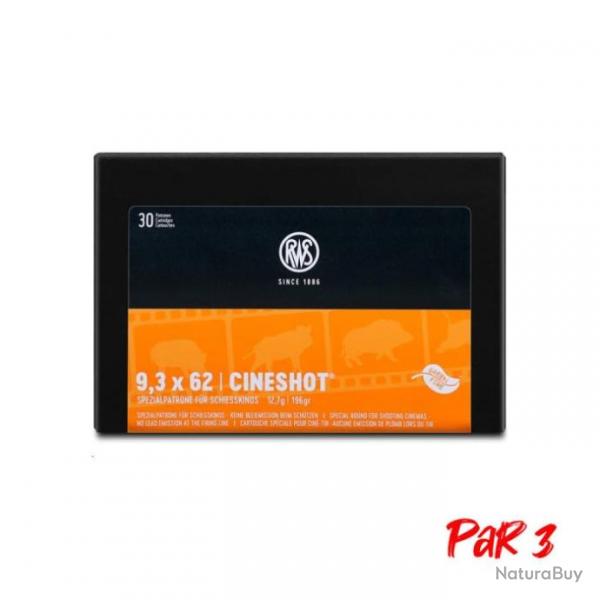 Cartouches RWS Cinetir - Cal.9.3x62 - 12.7 g / 196 gr / Par 3
