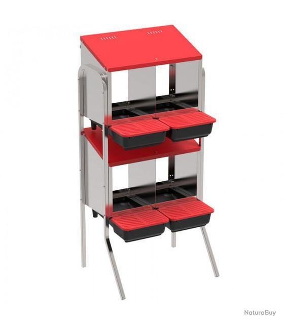 Nid De Pondoir Pour Poules En 3 Parties (96x48x40 Cm) - Métal Robuste, Fond Incliné, Aération Intégrée - Facile à Nettoyer