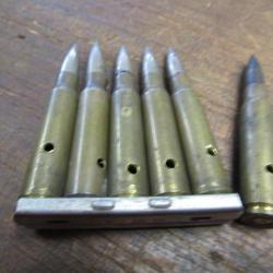 lame + 6 munitions balle neutralisée 7,5 mm daté 1932 34  MAS 36 49/56 49 56 49  7.5 X 54 mas36 ww2