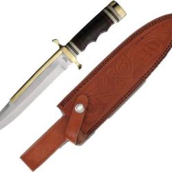 Couteau Rough Ryder Bowie Stacked Leather Manche Cuir Lame Acier Inox Etui Cuir RR2203