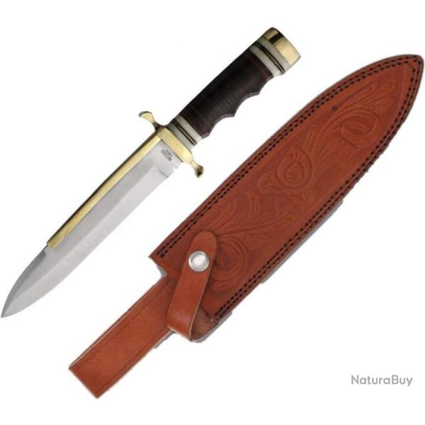Couteau Rough Ryder Bowie Stacked Leather Manche Cuir Lame Acier Inox Etui Cuir RR2203