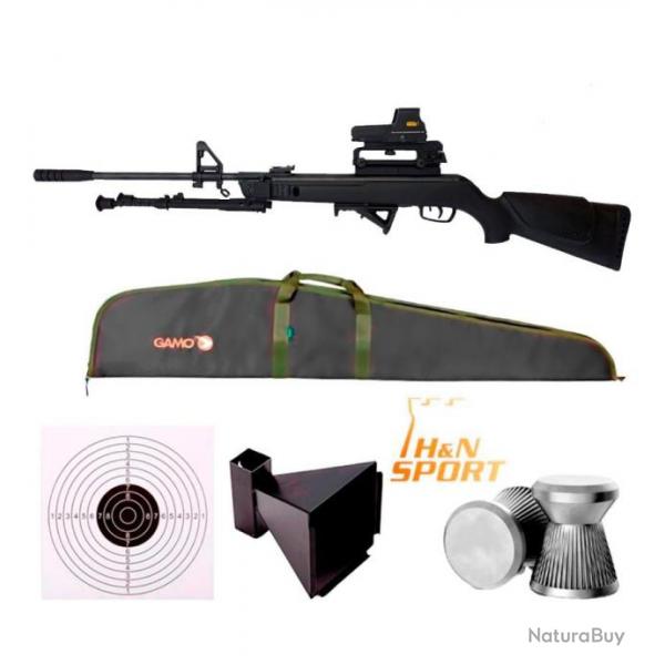 PACK-1 Carabine SHADOW 100055 AR15M16 GAMO + HOLOGRAPHIQUE 552 + Bipied Installe Cal.5,5 mm 19,9 j.