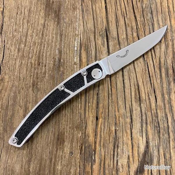 Couteau de poche Le Thiers Galuchat noir - lame sigle Artums & Co
