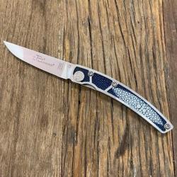Couteau de poche Le Thiers® Galuchat oeil bleu - lame siglée Artumès & Co
