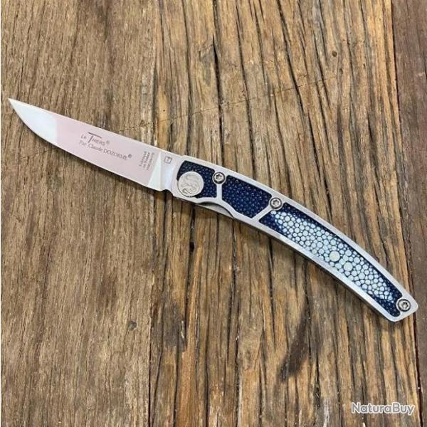Couteau de poche Le Thiers Galuchat oeil bleu - lame sigle Artums & Co