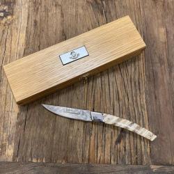 Couteau de poche Le Thiers® RLT lame Damas manche molaire de mammouth naturel + coffret Artumès & Co