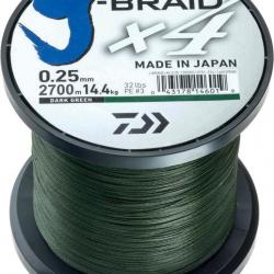 Tresse Daiwa J braid 4 Brins Multicolore 1500M 21/100-12,4KG