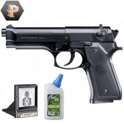 Pistolet Beretta M92 billes 6MM SPRING 0,5J + billes + porte cible + cible
