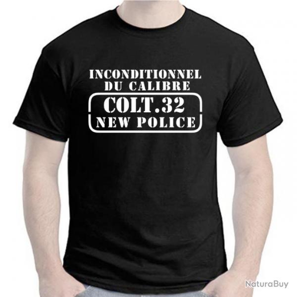 T-SHIRT  -  INCONDITIONNEL DU CALIBRE .32 COLT NEW POLICE - cartridge Revolver cartouche Tir sportif