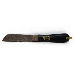 Ancien Couteau de Poche Pliable Pradel avec Ancre de Marine Militaire