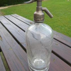Ancien Siphon à eau de Seltz en verre transparent "THE FROME MINERAL WATER CO. Ltd - HORTON St."(UK)