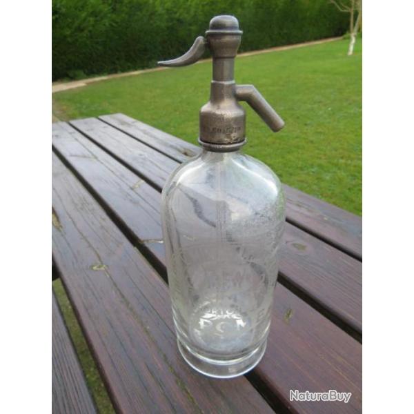 Ancien Siphon  eau de Seltz en verre transparent "THE FROME MINERAL WATER CO. Ltd - HORTON St."(UK)