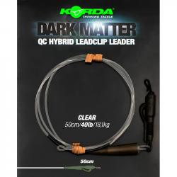 Montage Clip Plombs Korda Dark Matter Leader Quick Change Hybrid Clip 40Lb - 50Cm CLEAR