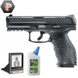 Pistolet HK VP9 billes 6mm à ressort 0,5J + billes + porte cible + cibles
